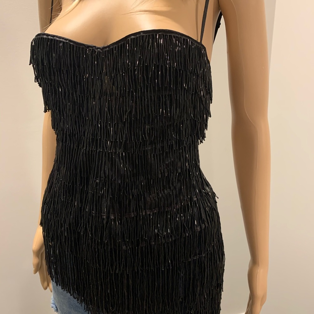 Victoria's Secret Black Beaded Fringe Bustier